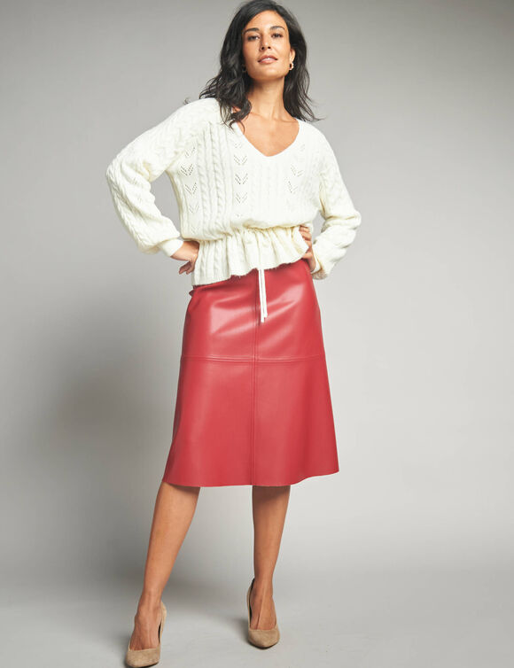 Pull col V maille fantaisie (écru) Pull col V maille fantaisie (écru)